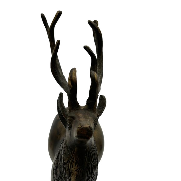 Bronze metal elk stag statue Buck tabletop. Reindeer. Mantle centerpiece - Picture 6 of 8
